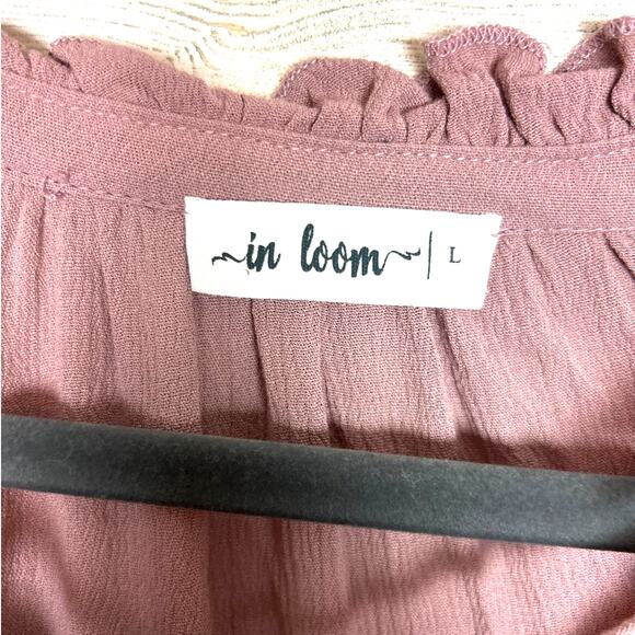 In Loom Women’s Large Rose Boho Floral Maxi Dress Long Sleeve Ruffle Pullover - Picture 3 of 6